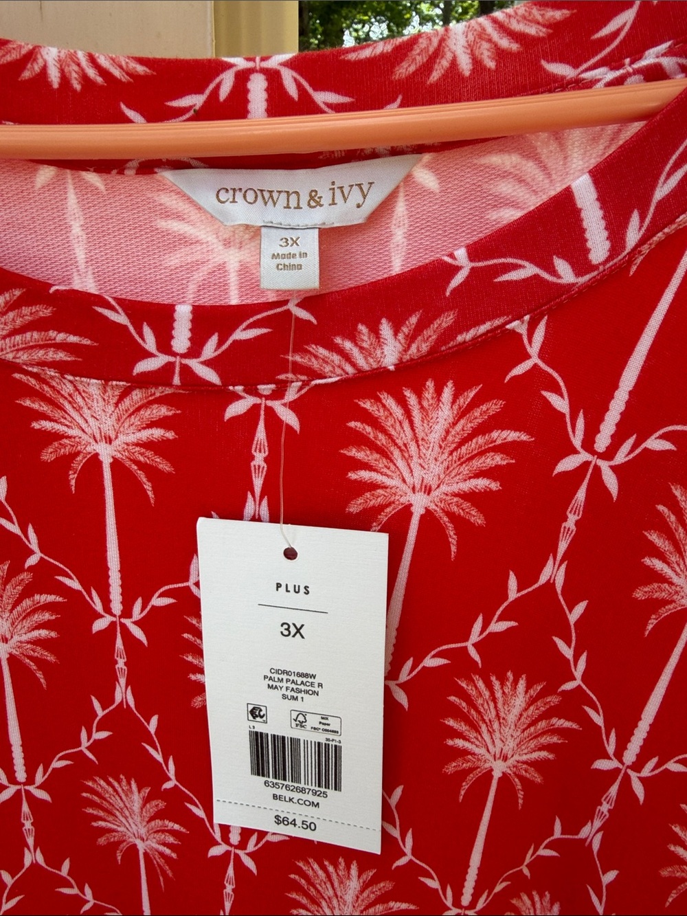 crown & ivy Red Palm-Print Short Sleeve Maxi Dress - Picture 2 of 2